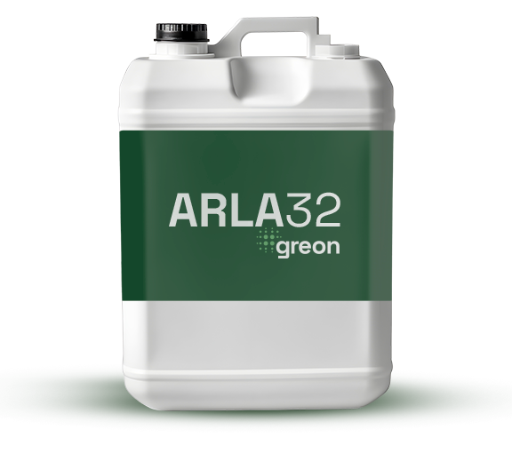 Galão de ARLA 32 Greon, rótulo verde com identificação do produto.